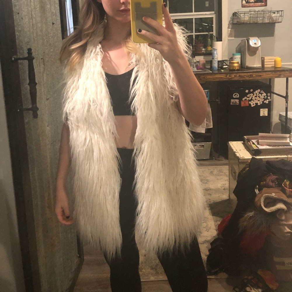 J.O.A White Fur Vest